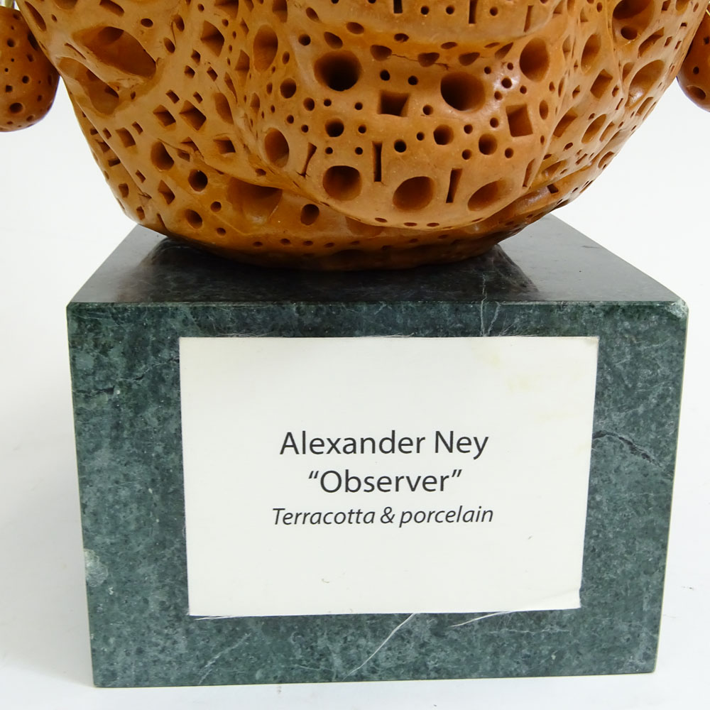 Alexander Ney, American-Russian (born 1939) Terracotta and Porcelain Sculpture, "Observer". 
