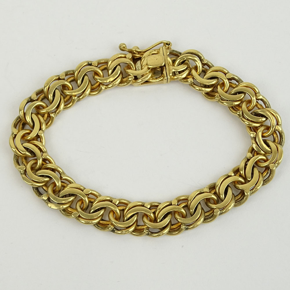 Antique 14 Karat Yellow Gold Charm Bracelet. Signed 14K.