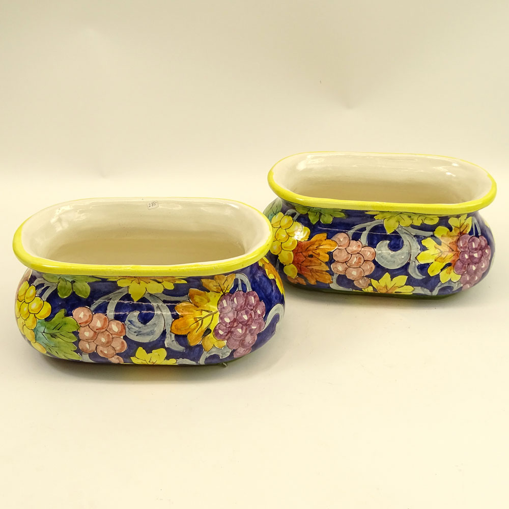 Pair of Hand Painted Majolica style Jardinières.