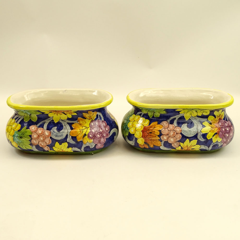 Pair of Hand Painted Majolica style Jardinières.