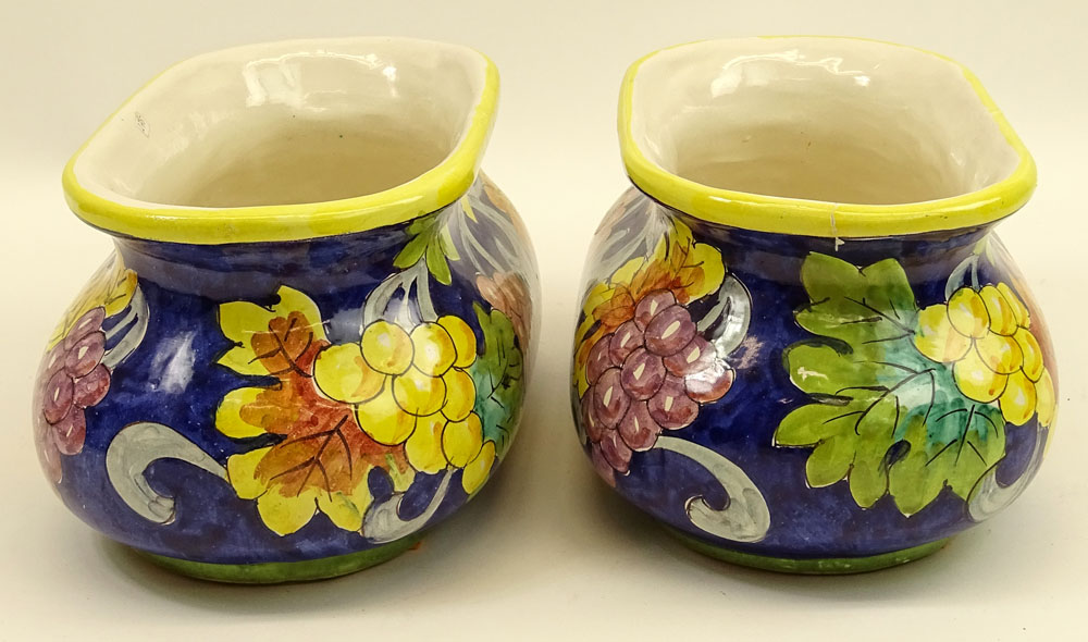 Pair of Hand Painted Majolica style Jardinières.