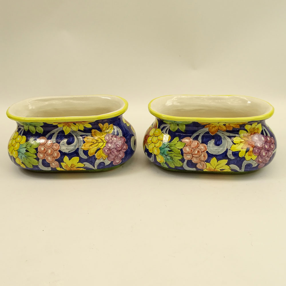 Pair of Hand Painted Majolica style Jardinières.