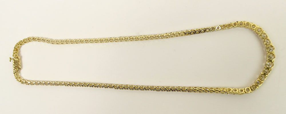 Lady's Approx. 10.27 Carat Round Brilliant Cut Diamond and 14 Karat Yellow Gold Necklace.