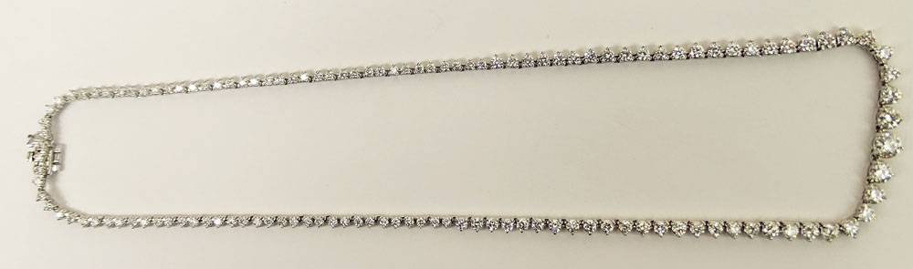 Lady's Vintage Approx. 8.20 Carat Round Brilliant Cut Diamond and 14 Karat White Gold Necklace.