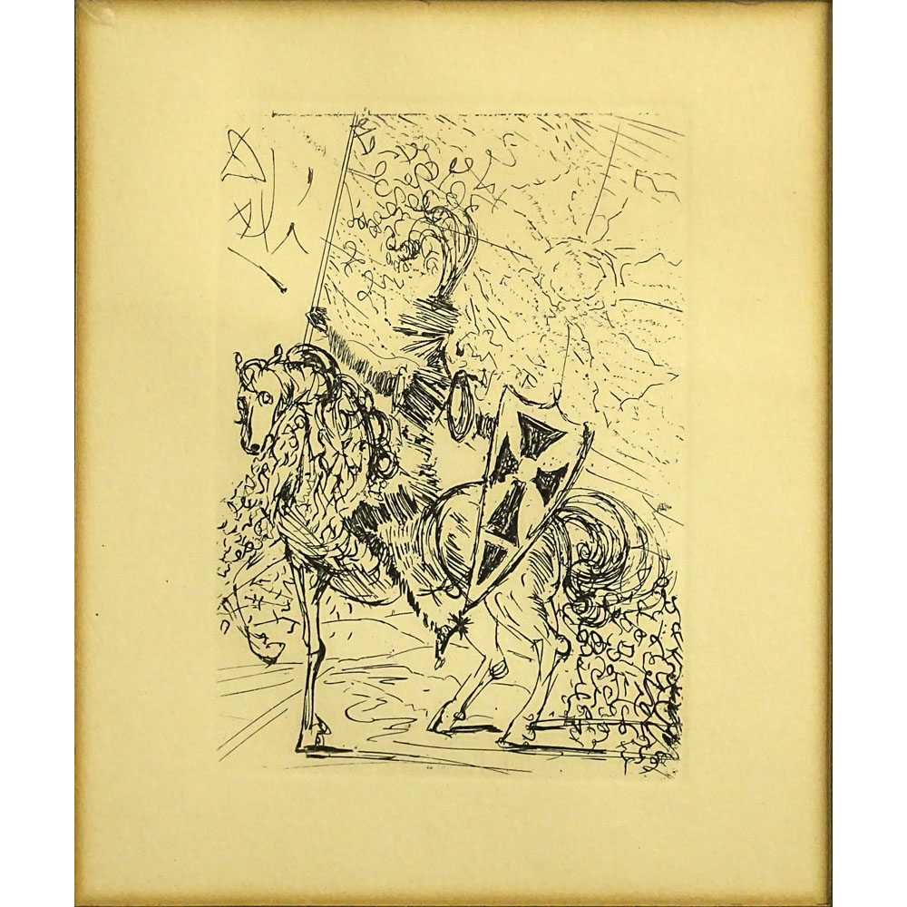 Vintage Salvador Dali Etching "El Cid". Collectors Guild Label en verso. 