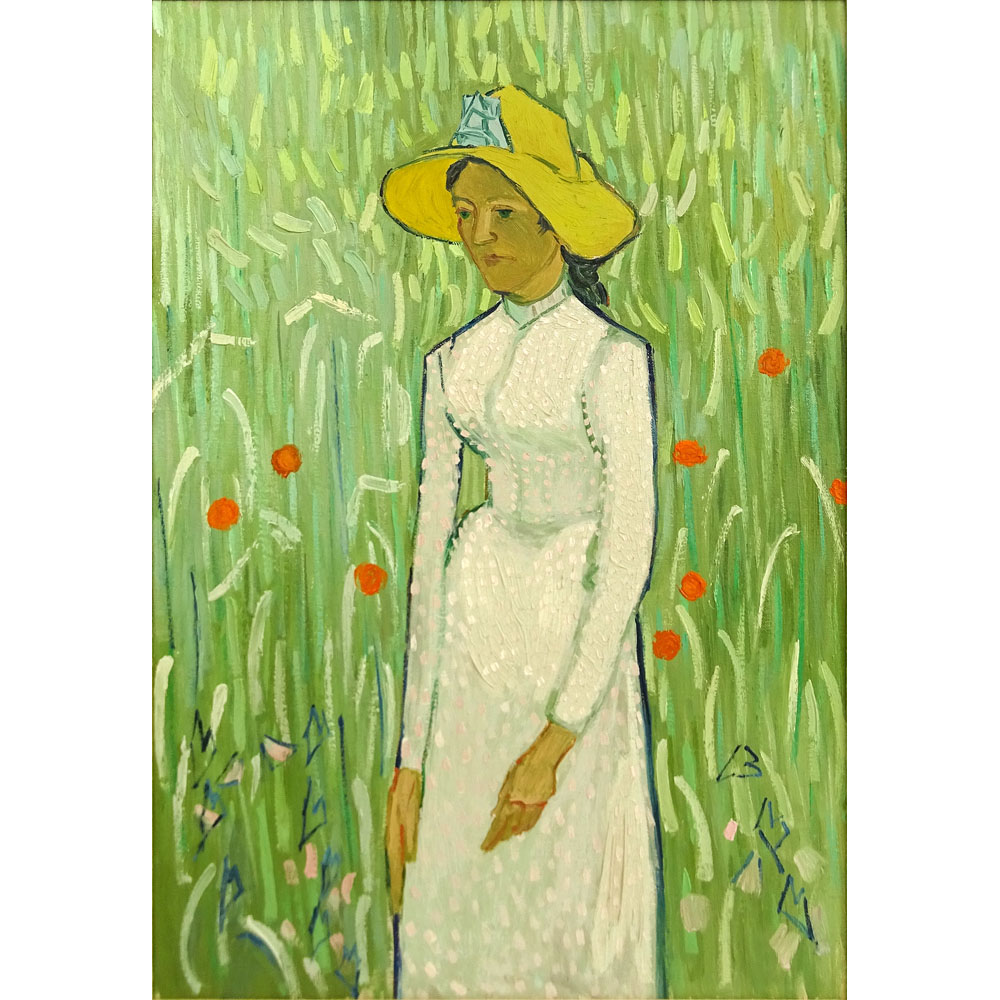 David Stein, American (20th C) Acrylic on canvas "Van Gogh Style Woman".