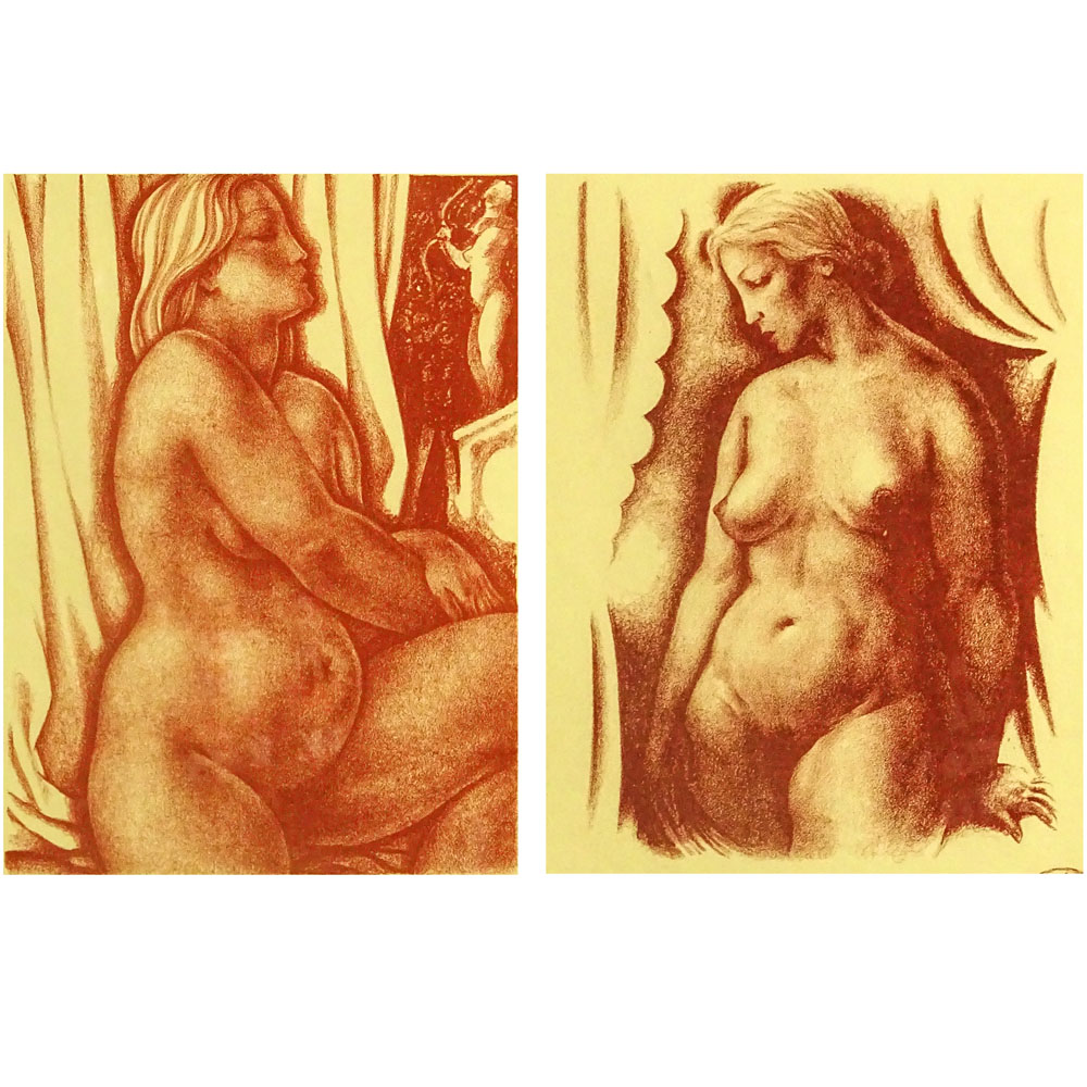 Aristide Maillol, French (1861-1944) Two Color Lithographs "Female Nudes".