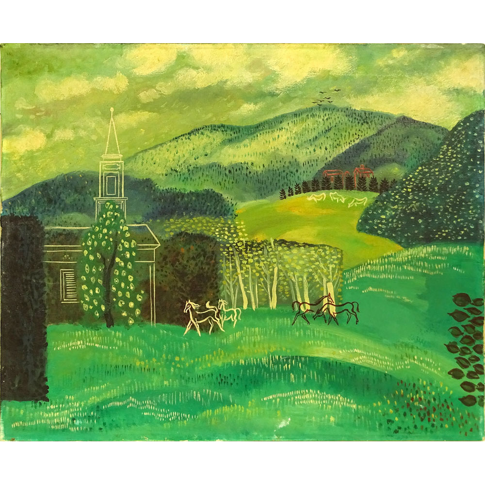 20th Century Oil on Canvas Possibly Hungarian, Landscape. 