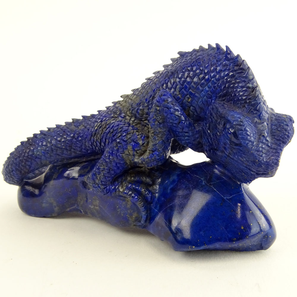 Fine Carved Lapis Lazuli Lizard Figurine.