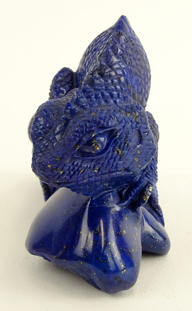 Fine Carved Lapis Lazuli Lizard Figurine.