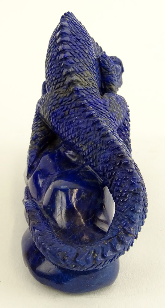 Fine Carved Lapis Lazuli Lizard Figurine.