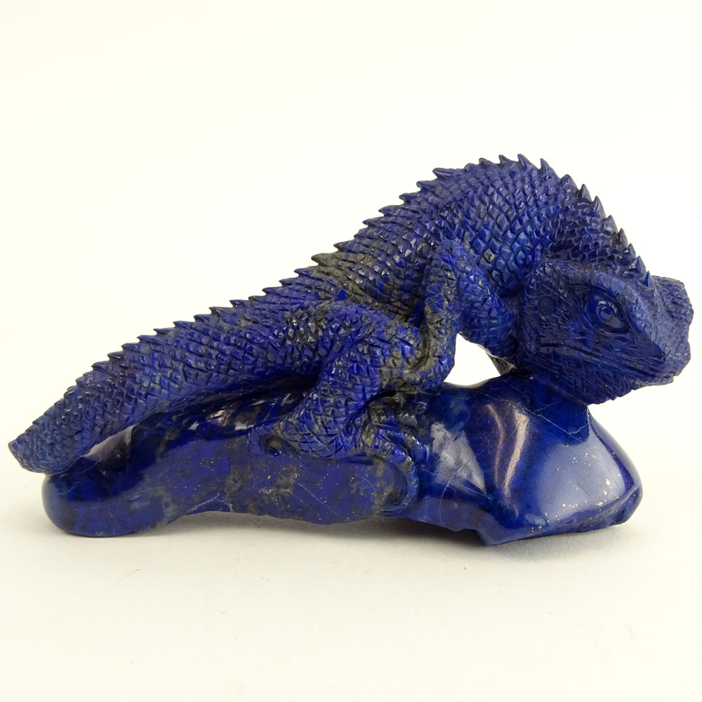 Fine Carved Lapis Lazuli Lizard Figurine.