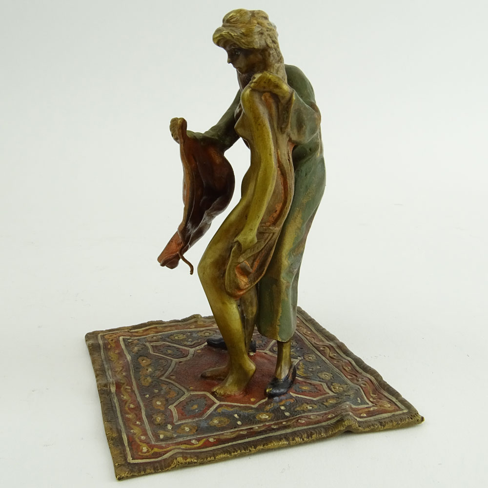 Bergmann Erotic Cold Painted Vienna Bronze "Man Revealing Nude Girl" 