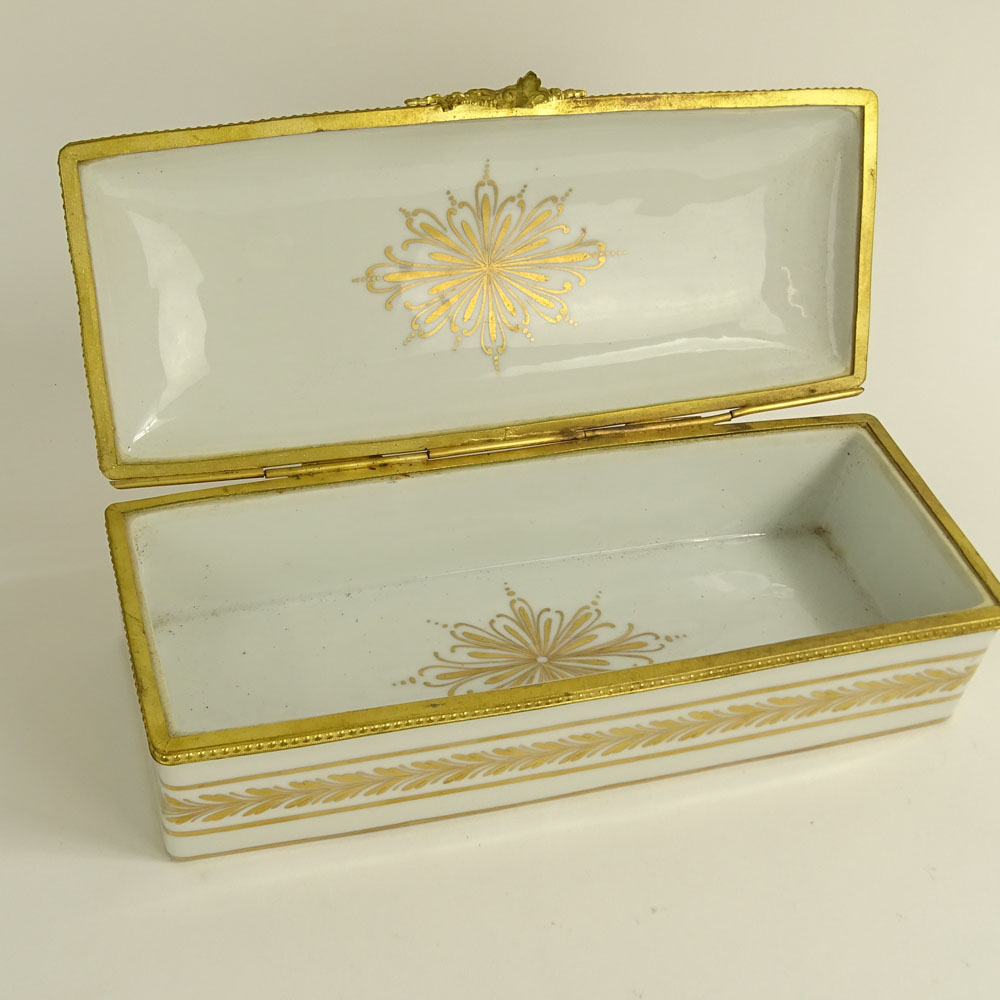 Antique French Porcelain Hand Painted Glove Box.