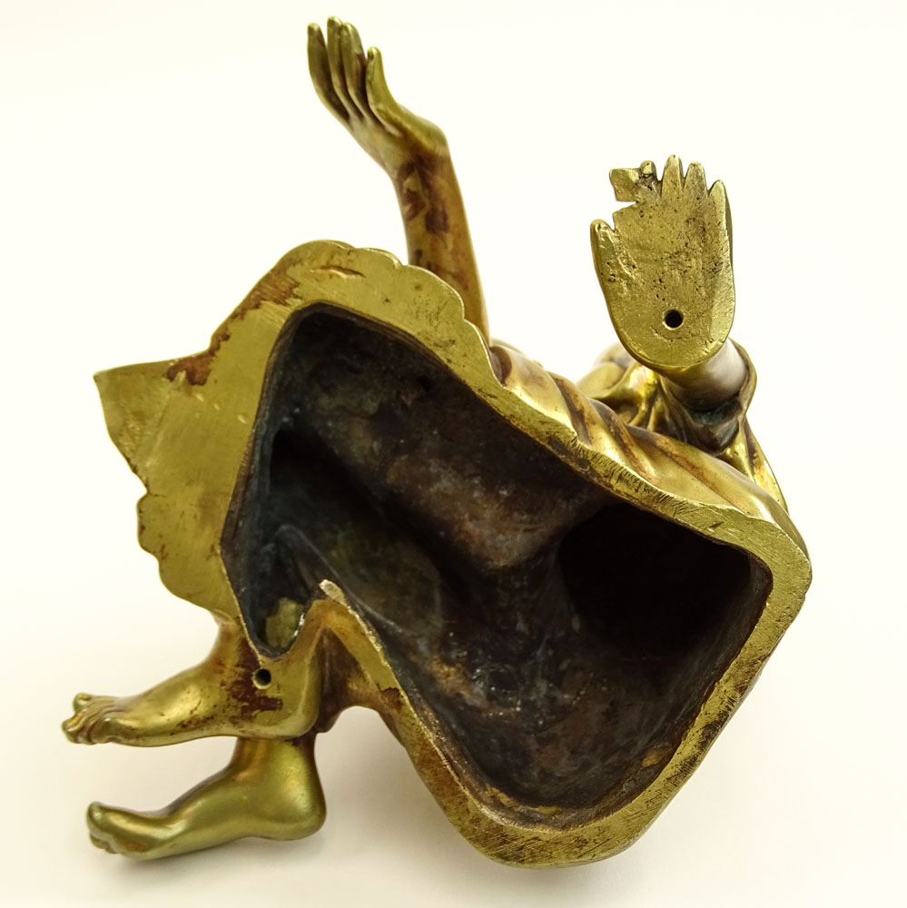 Vintage Gold Patinated Bronze Figure of a Seated Child.