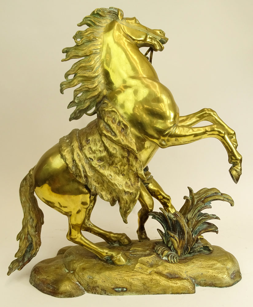 after: Guillaume Coustou (French, 1677-1746) Bronze Marly Horse Sculpture. 