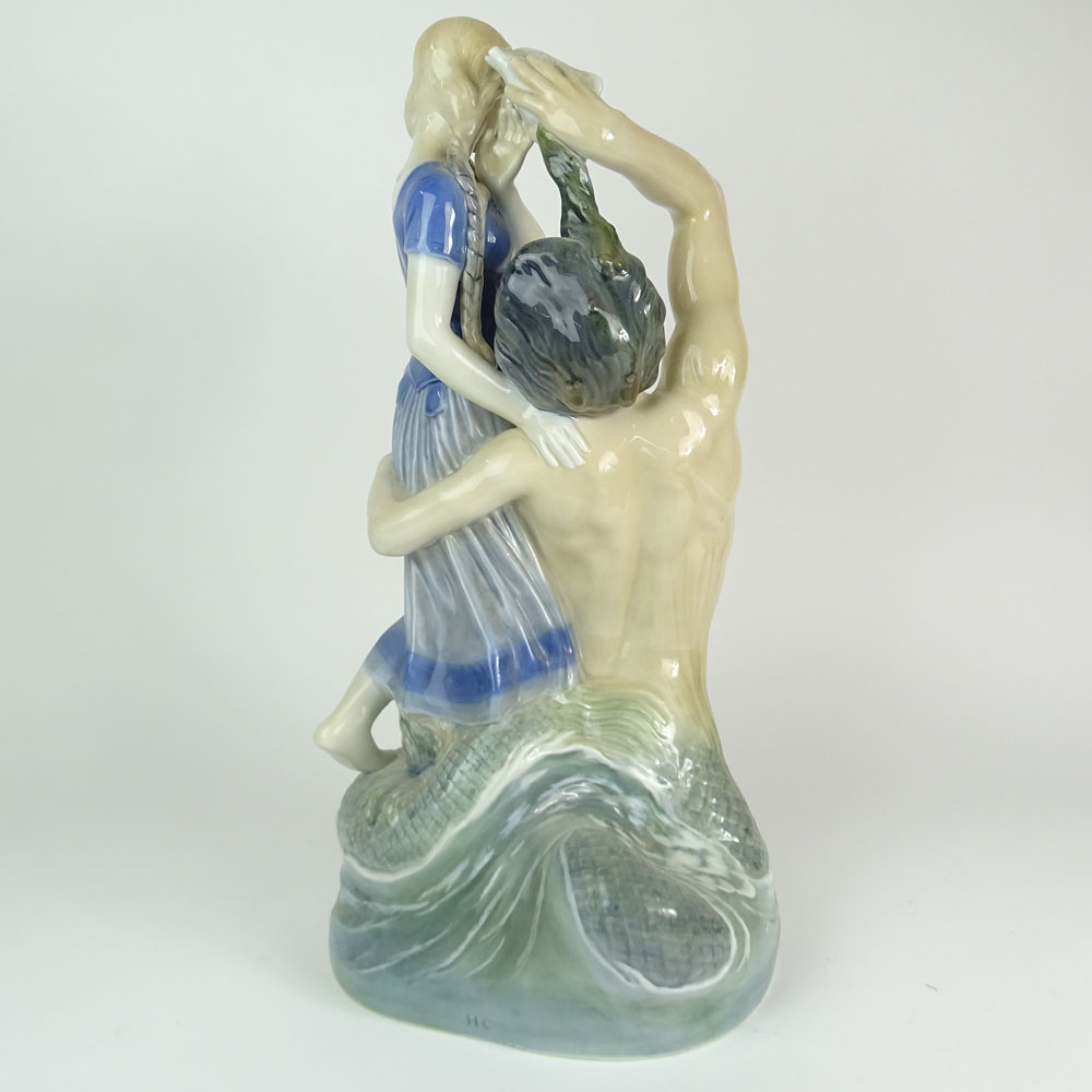 Large Royal Copenhagen Porcelain Figure Royal Copenhagen "Agnete and the Merman". 