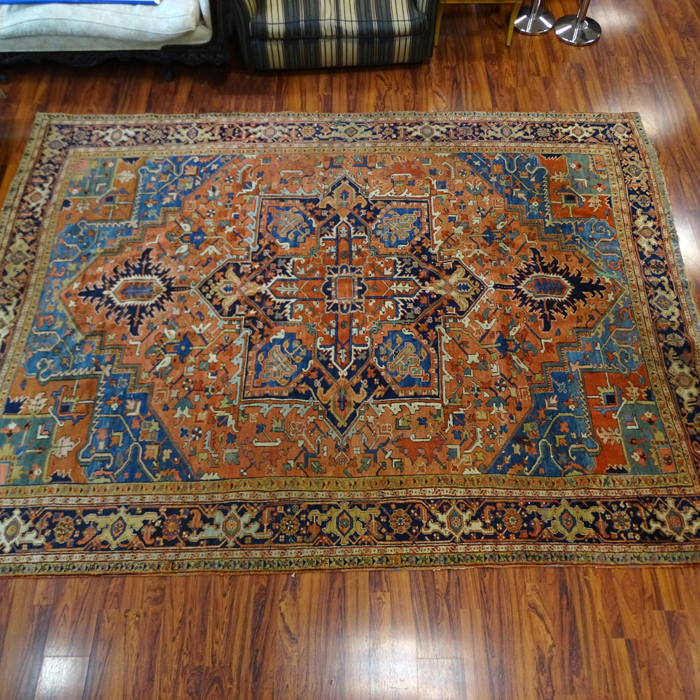 Antique Heriz Rug circa 1900. 16 knots per square inch.