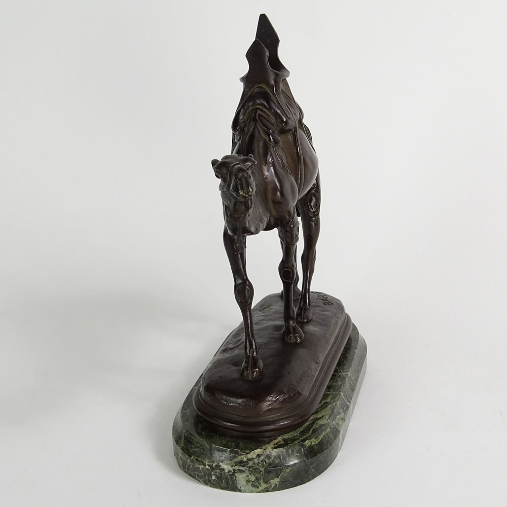 after: Antoine-Louis Barye, French (1796-1875) Bronze Sculpture on Marble Base, Desert Camel. 