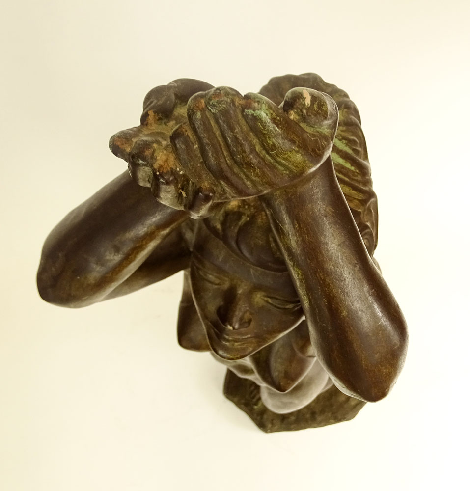 Vintage Faux Bronze Ceramic Figure of a Woman.