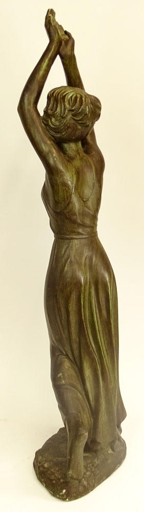 Vintage Faux Bronze Ceramic Figure of a Woman.