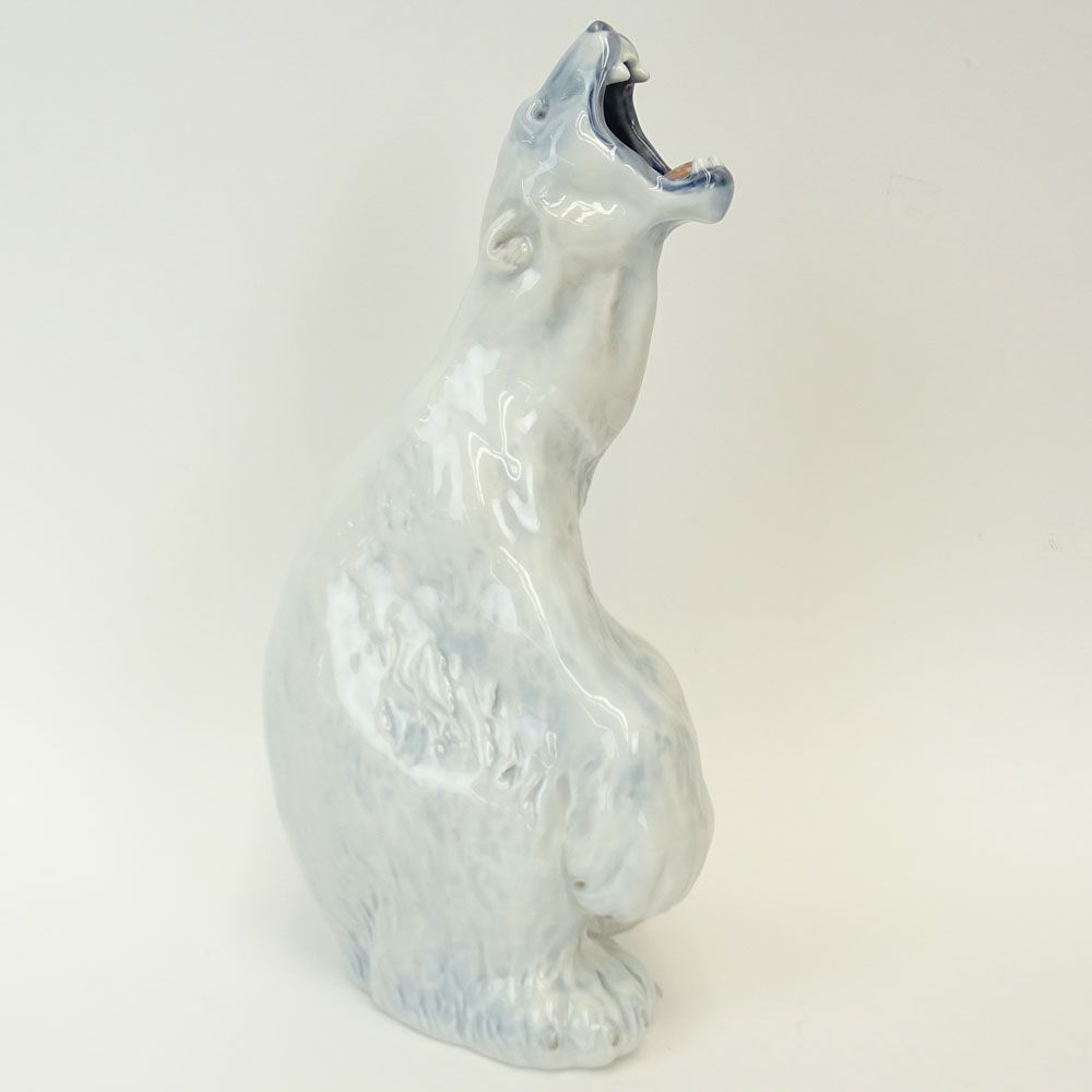 Royal Copenhagen Polar Bear Figurine. Signed with wave mark (no slashes).