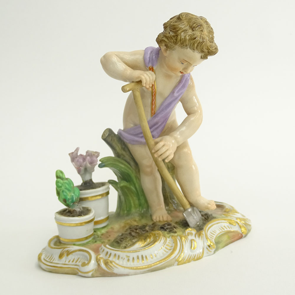 19/20th Century Meissen Porcelain Figurine "Putti Gardener".