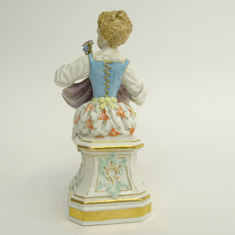 19/20th Century Meissen Porcelain Miniature Figurine "Girl with Shell and Flowers". 