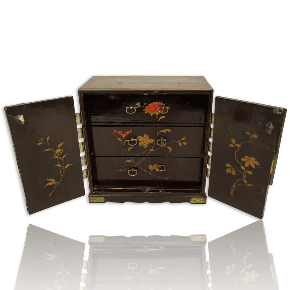 Japanese Meiji Period Miniature Lacquer Cabinet.