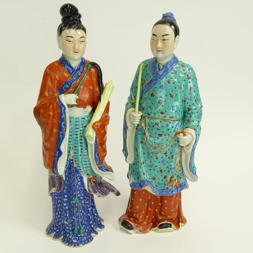 Two (2) Mid 20th Century Chinese Porcelain Figures Emperor and Empress.