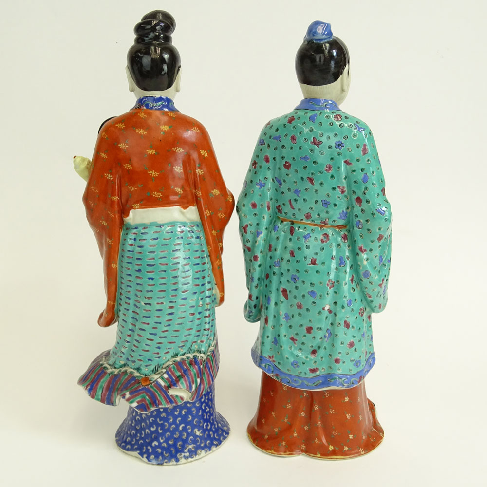 Two (2) Mid 20th Century Chinese Porcelain Figures Emperor and Empress.