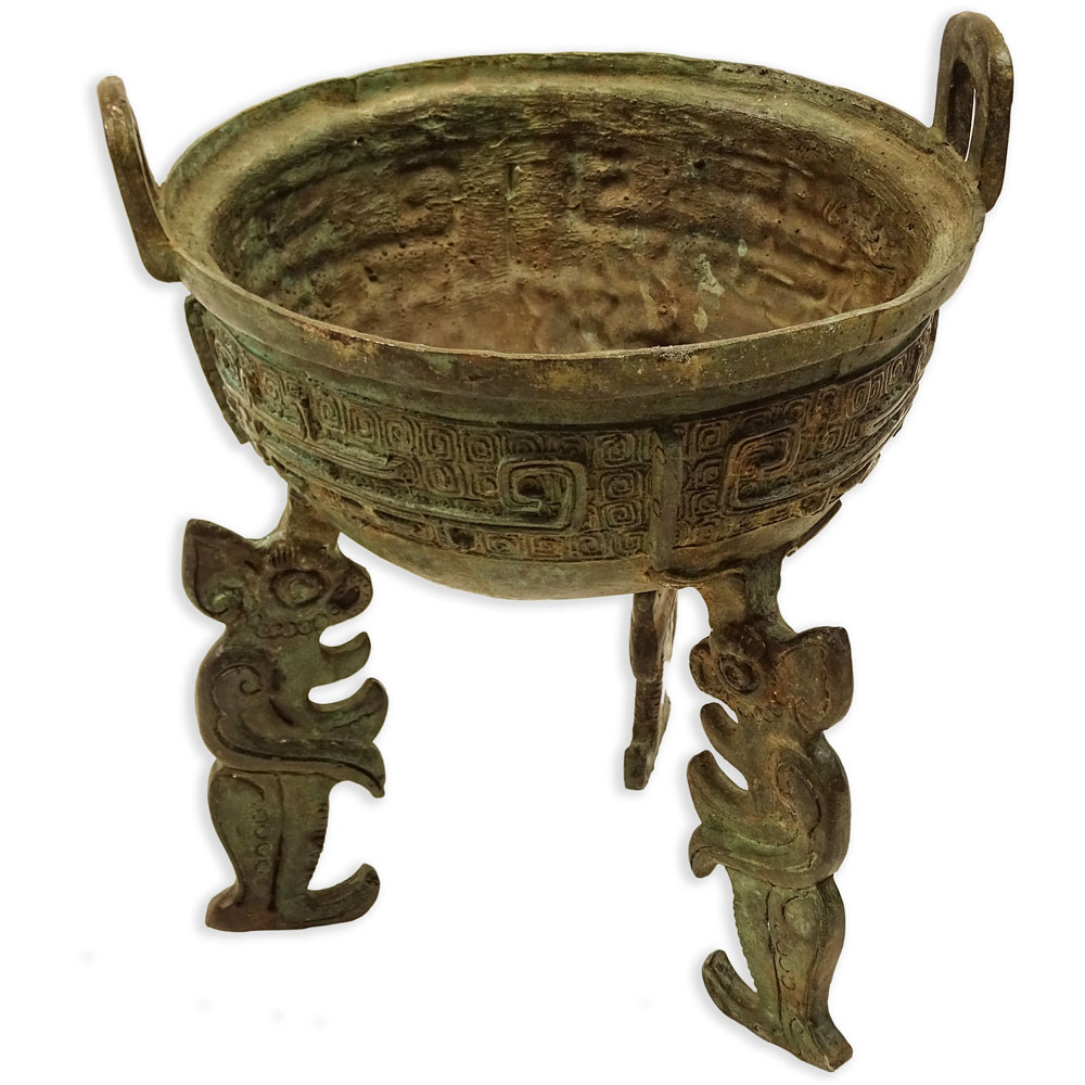 Antique Chinese Bronze Footed Censer.