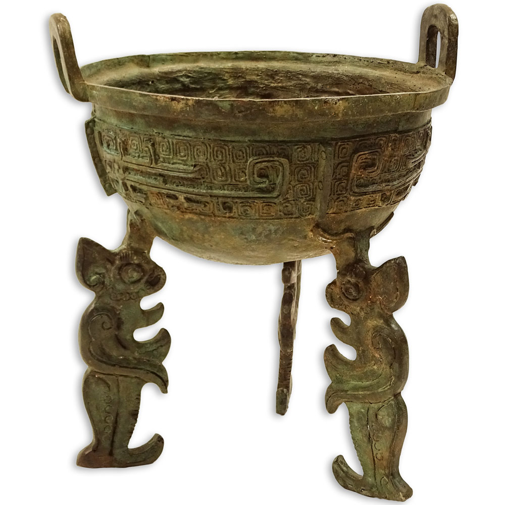 Antique Chinese Bronze Footed Censer.