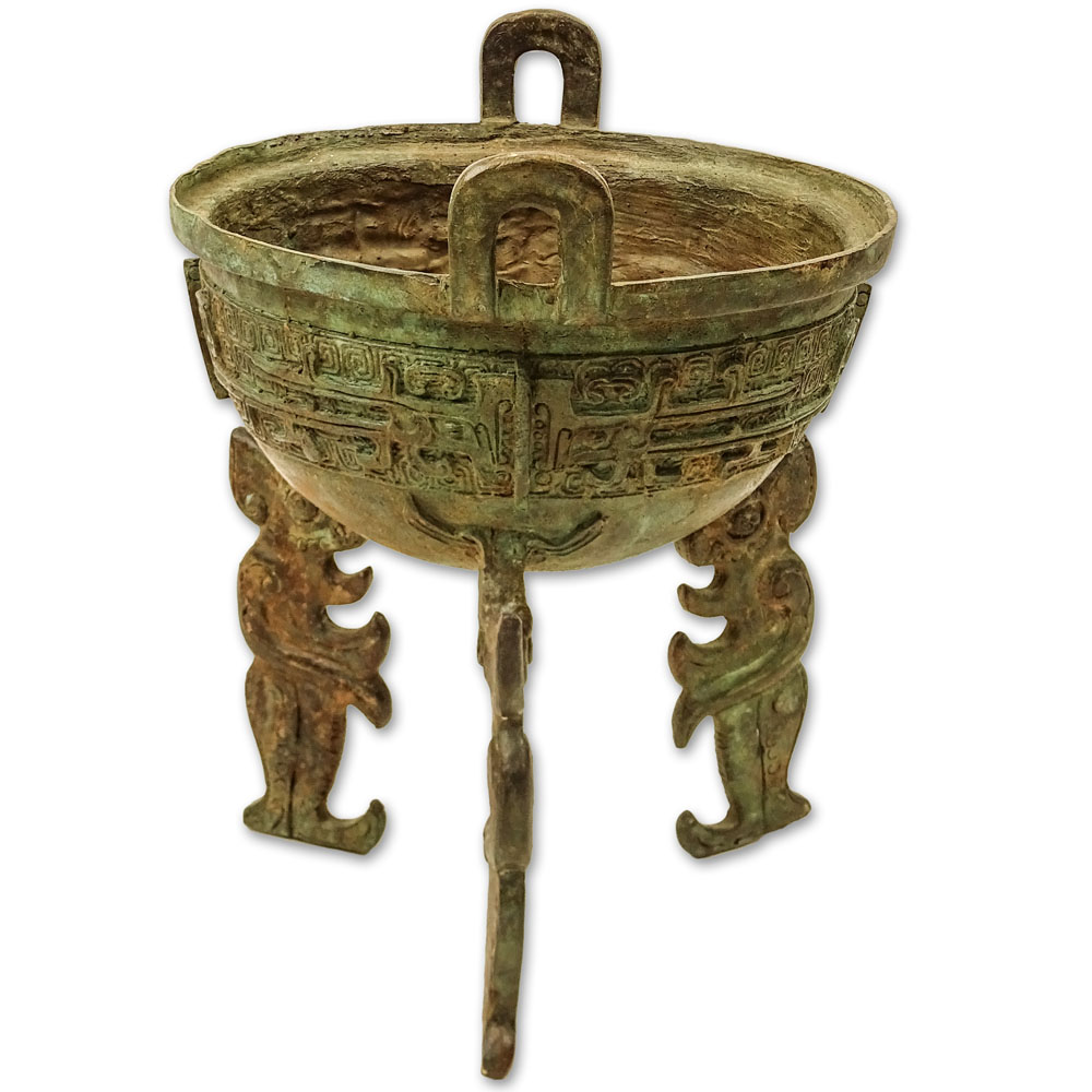 Antique Chinese Bronze Footed Censer.