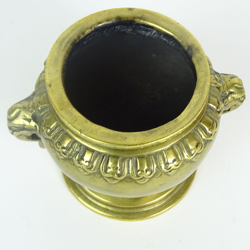 Vintage Chinese Bronze Small Censer. Figural handles.