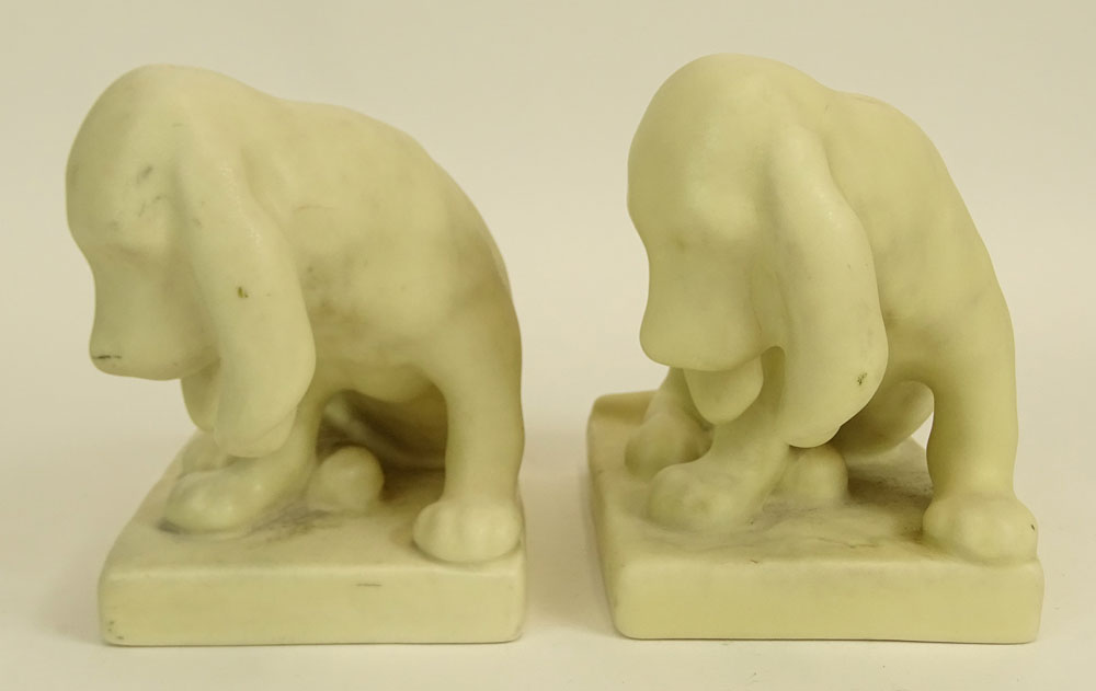 Pair of Rookwood Pottery Dog Bookends with Matte Ivory Glaze #2998.