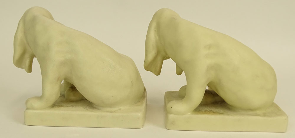 Pair of Rookwood Pottery Dog Bookends with Matte Ivory Glaze #2998.