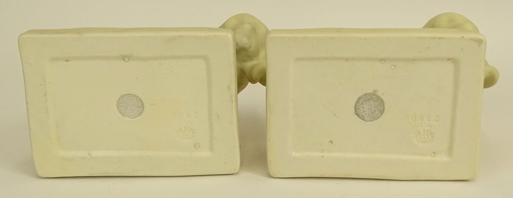Pair of Rookwood Pottery Dog Bookends with Matte Ivory Glaze #2998.