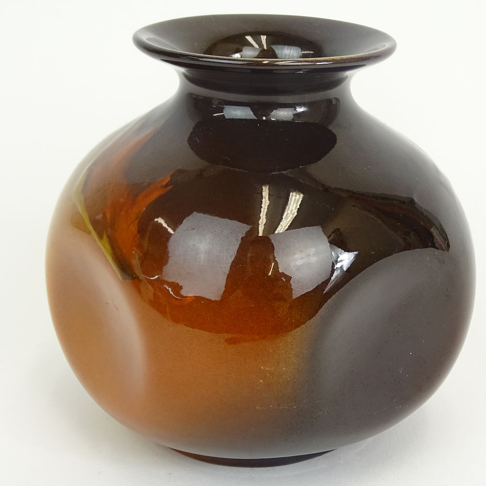 1900 Rookwood Pinched Vase With Leaf Motif and High Gloss Glaze.