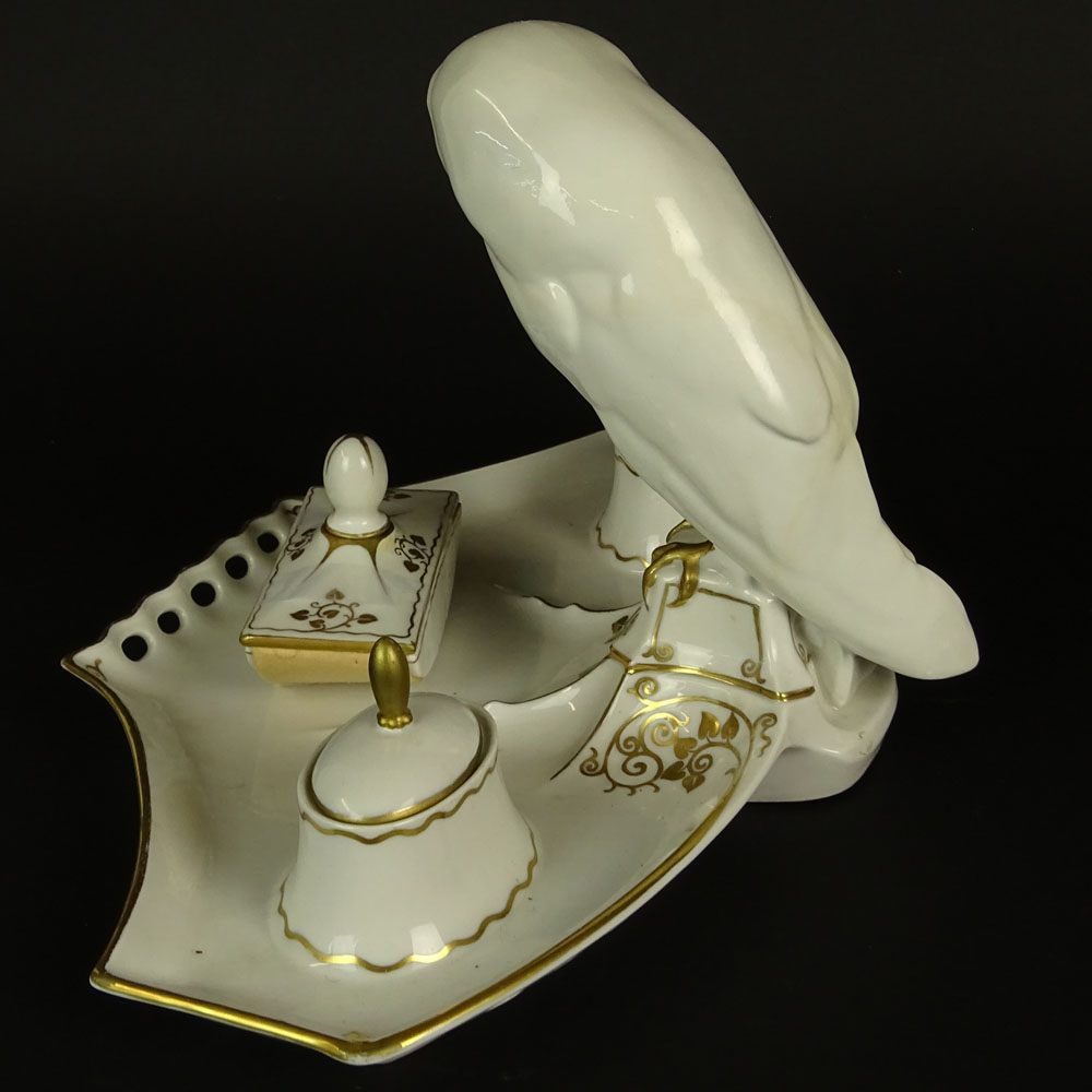 20th Century Rosenthal Porcelain Double Owl Ink Stand.