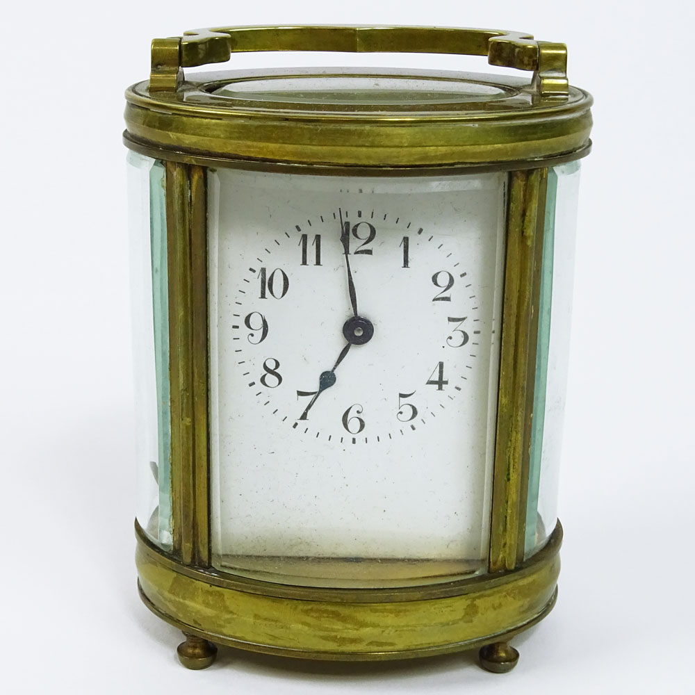 Antique Bronze and Glass Carriage Clock.