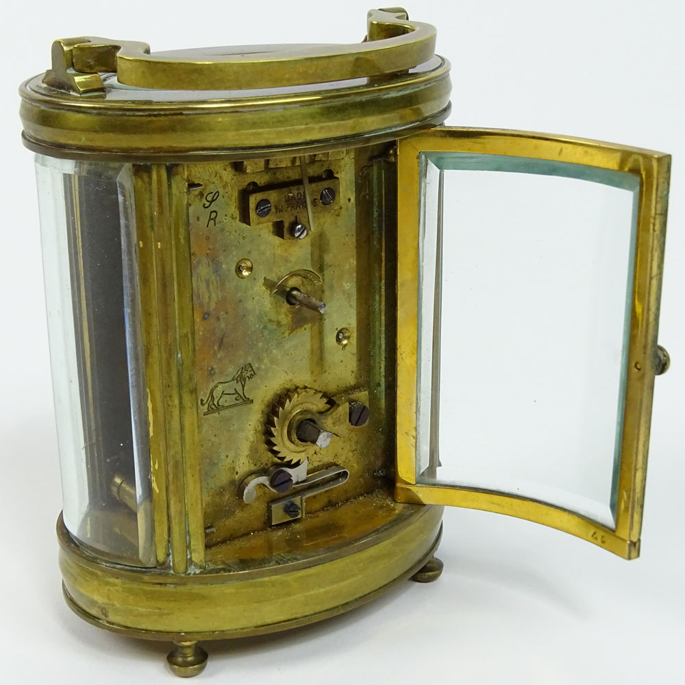Antique Bronze and Glass Carriage Clock.