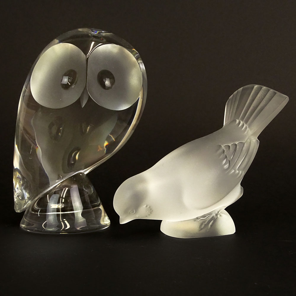 Lot of Two Crystal Bird Figurines.