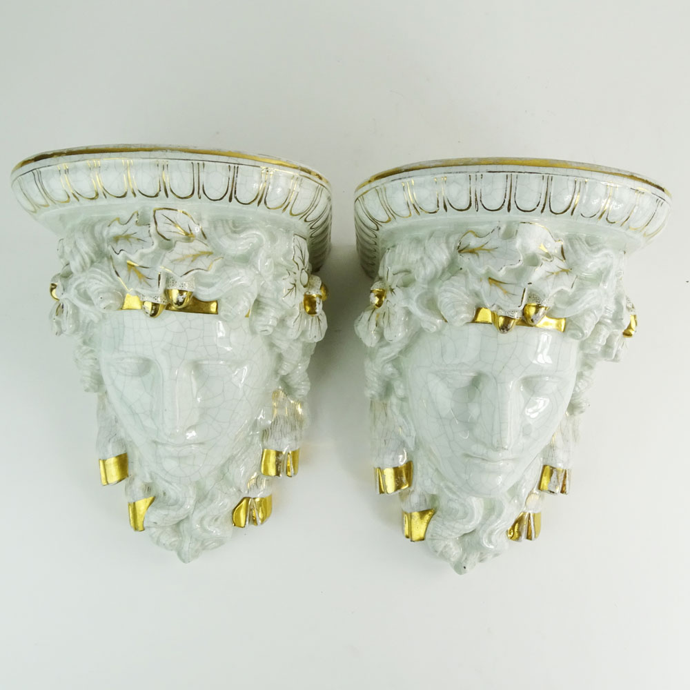 Pair of Modern Figural  Porcelain Wall Brackets.