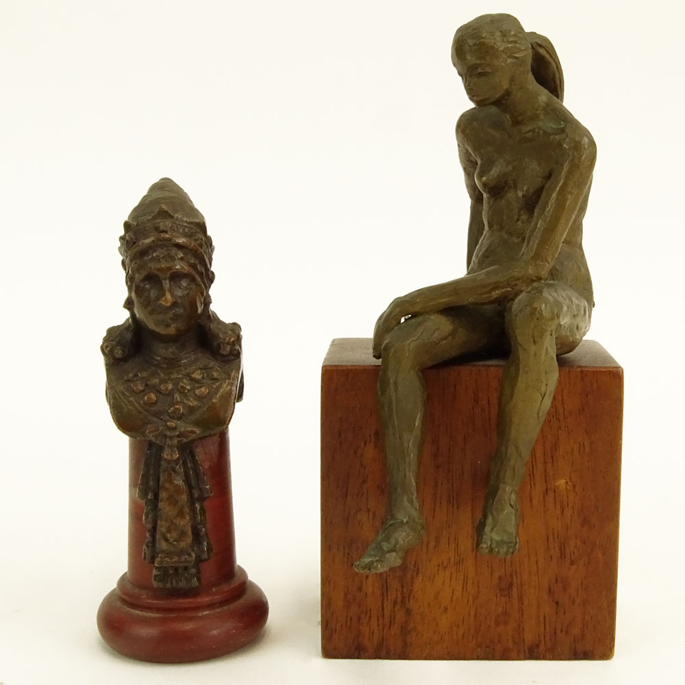 Lot of Two (2) Miniature Bronze Figurines.