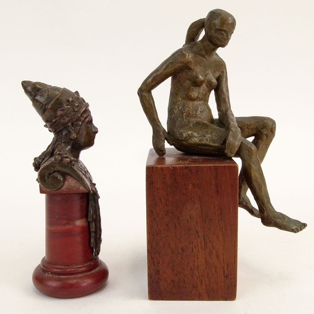 Lot of Two (2) Miniature Bronze Figurines.