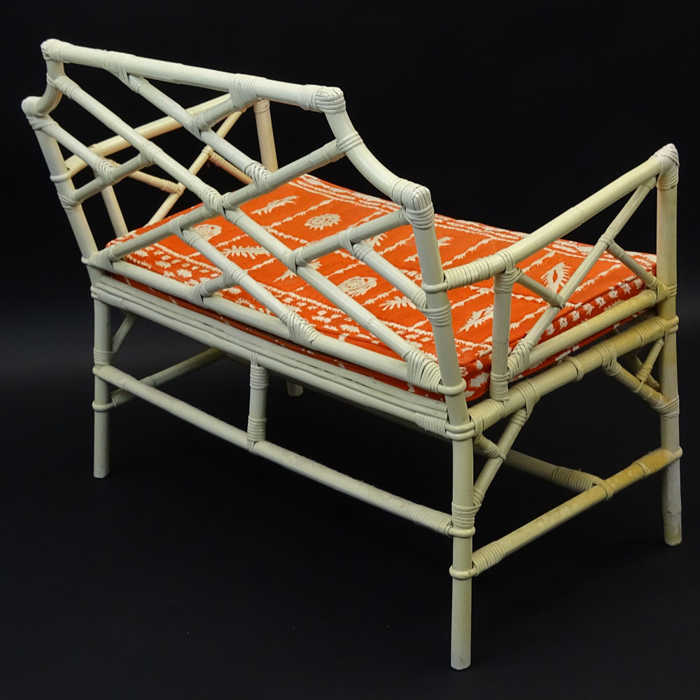 Vintage Painted Rattan Loveseat.