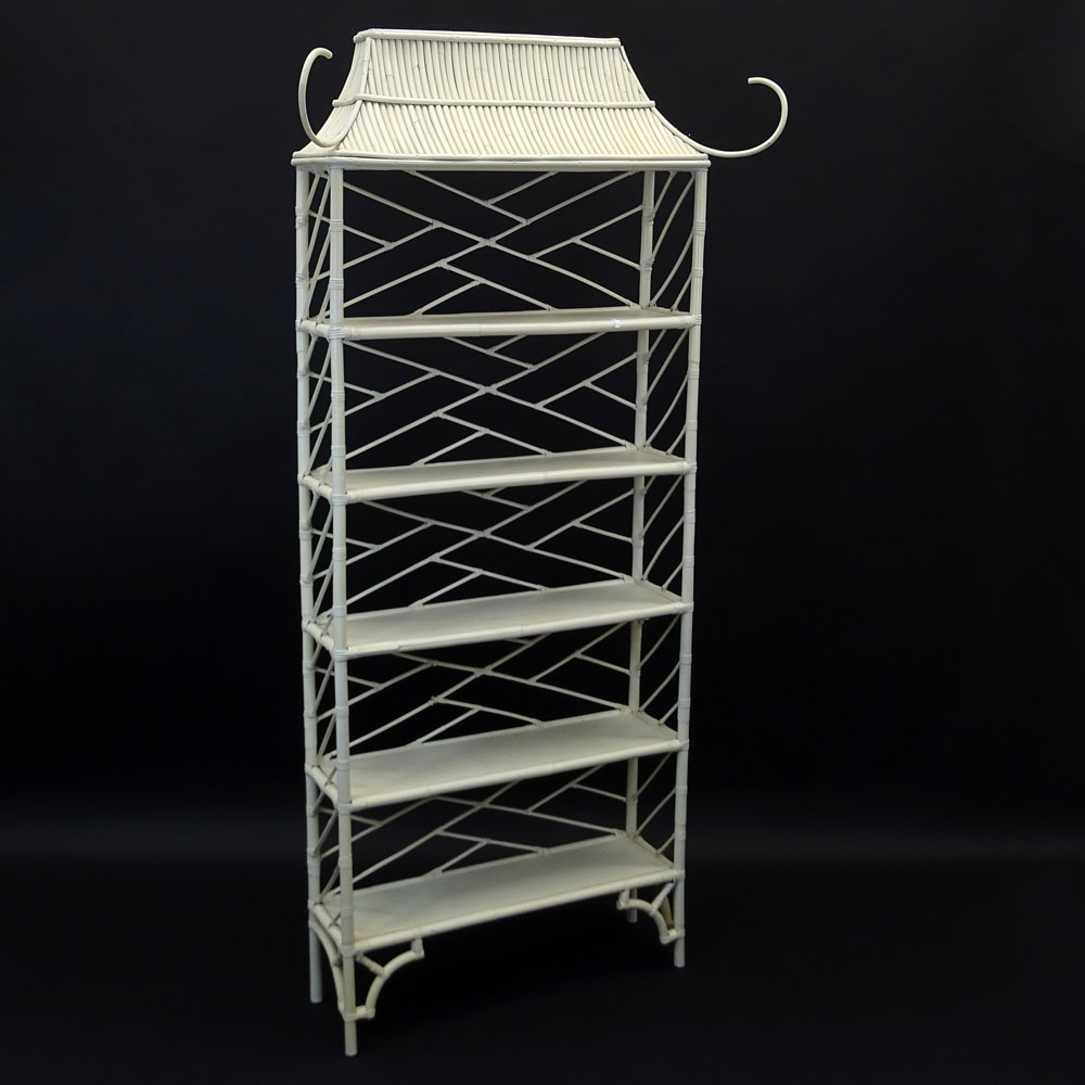 Vintage Painted Rattan Etagere.