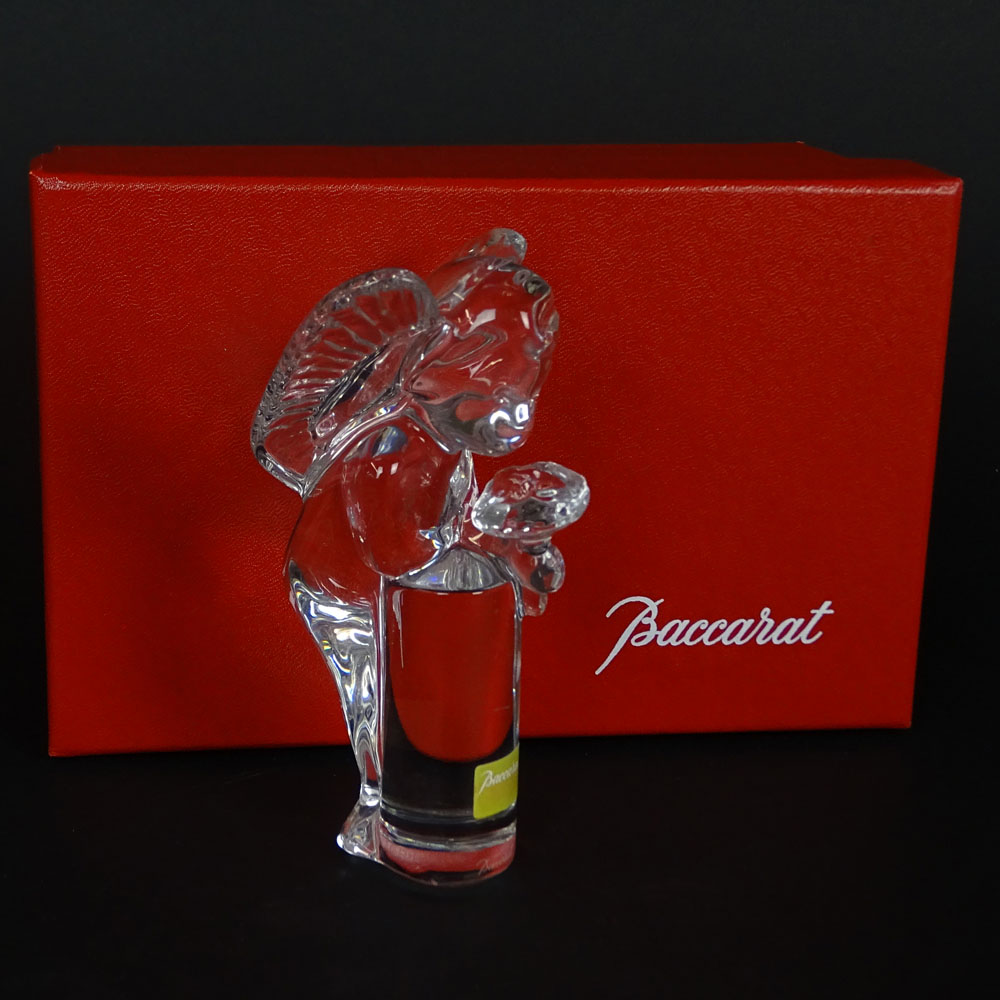 Baccarat Crystal Figurine "Cherub With Flowers" 