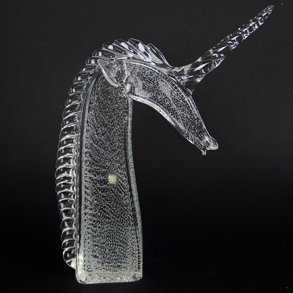 Large Vetri Murano Licio Zanetti Glass Unicorn Sculpture.